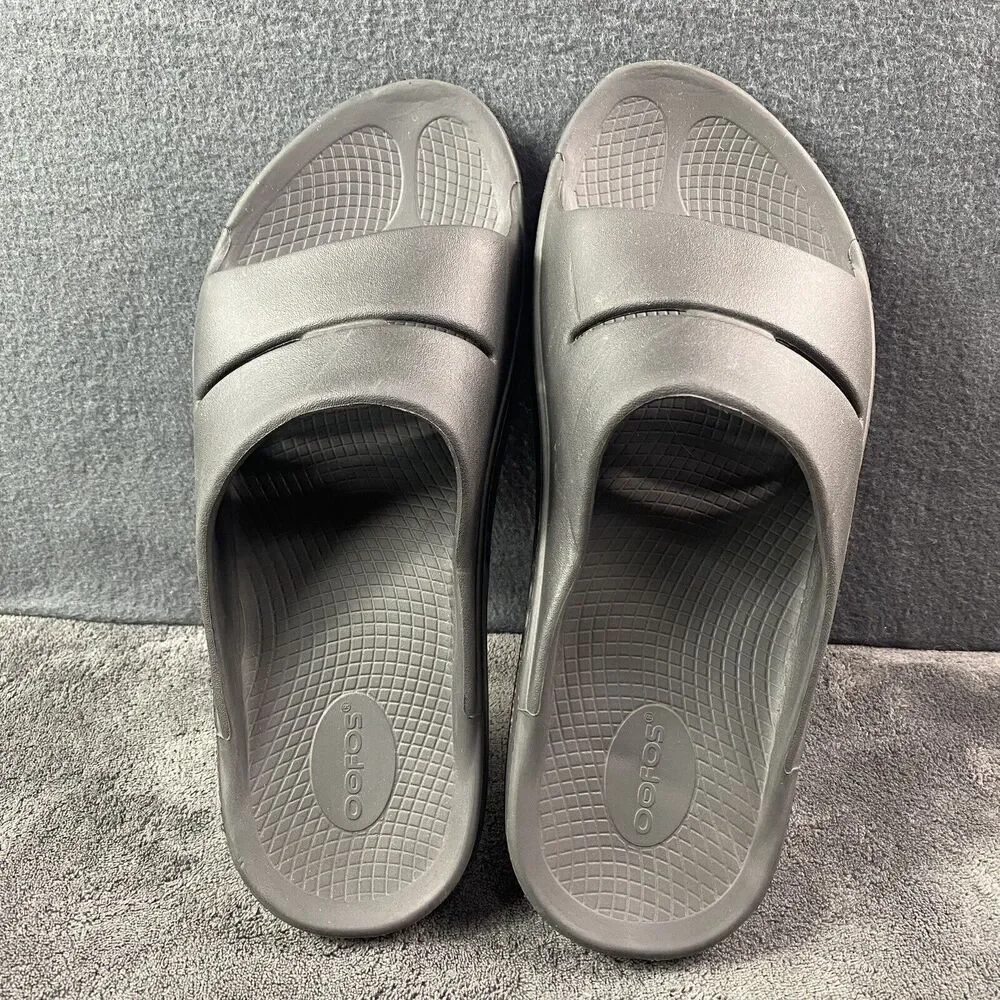 OOFOS OOahh Recovery Slides Black Sport Comfort Sandals Men's 12 Women's 14